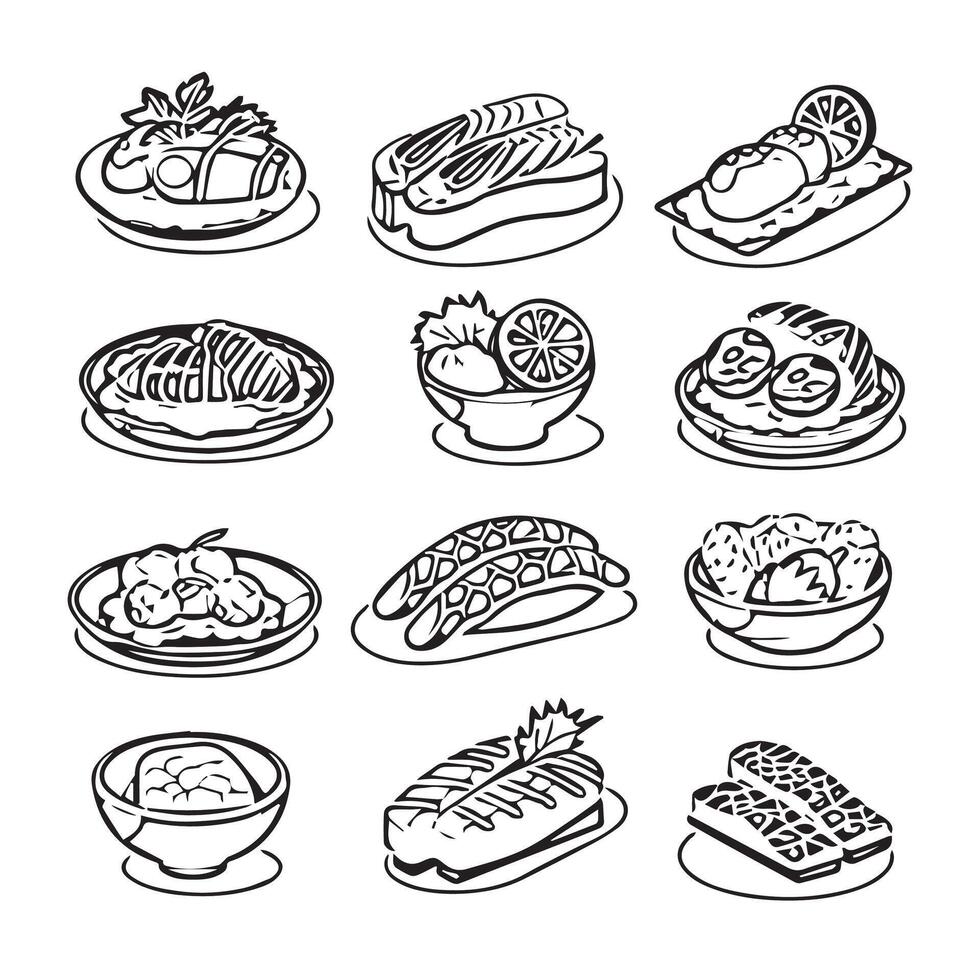plate icon food soup sashimi vector