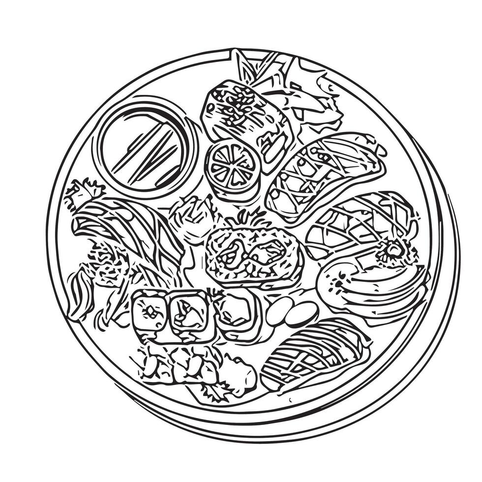 salmon icon fresh japan background sauce vector