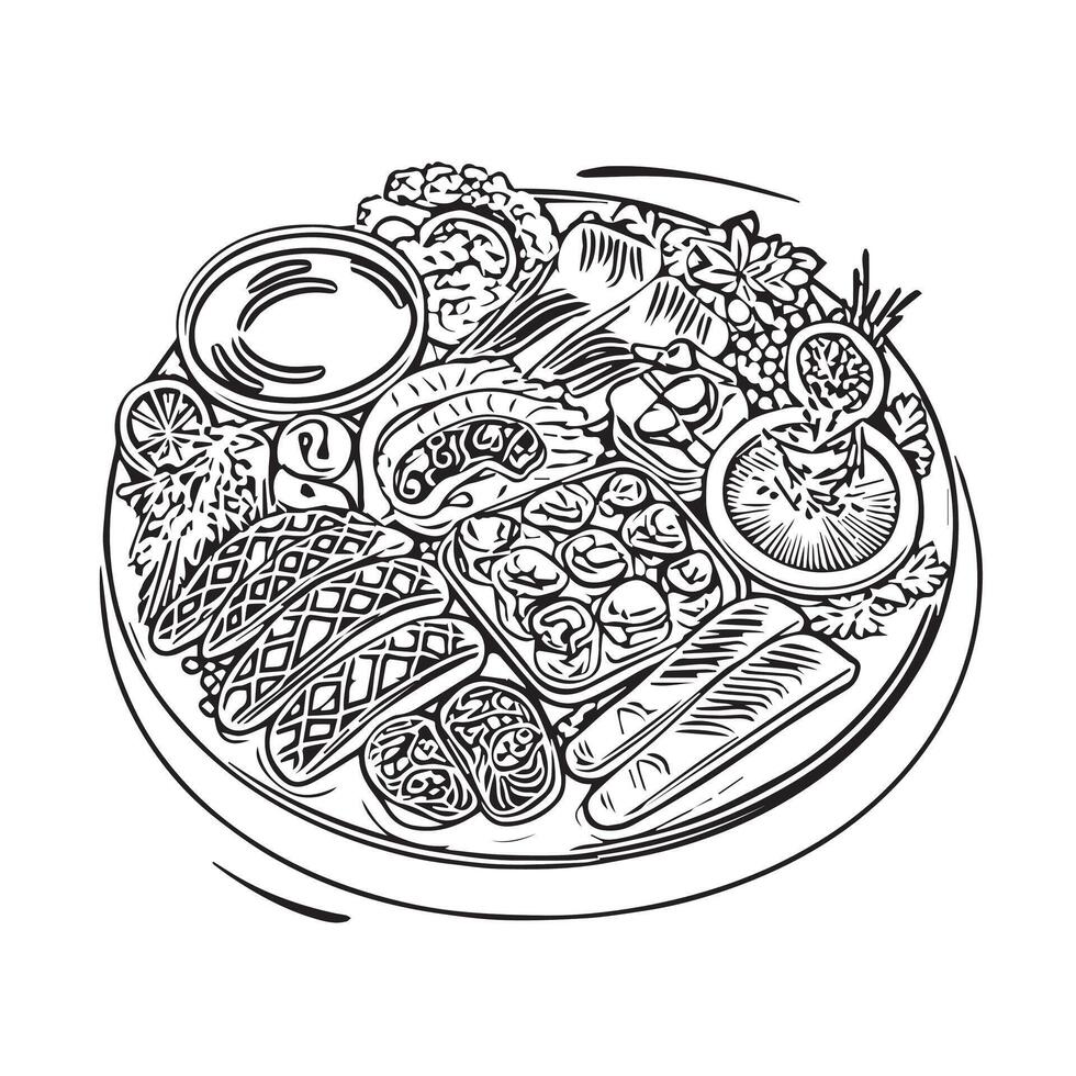 healthy raw japan oriental cuisine icon vector