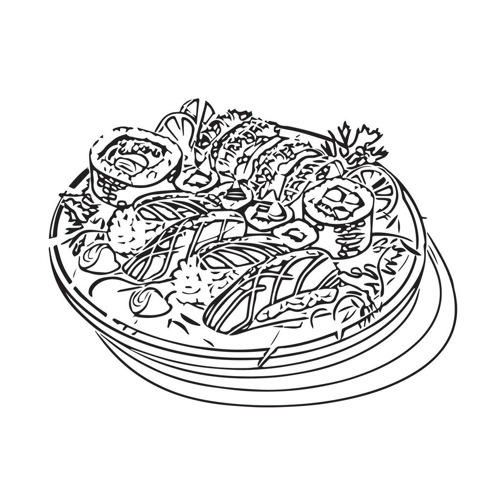 chopsticks miso soup rice fish fresh asian vector