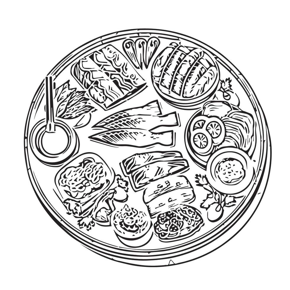 fish cuisine japanese food traditional shrimp dining vector