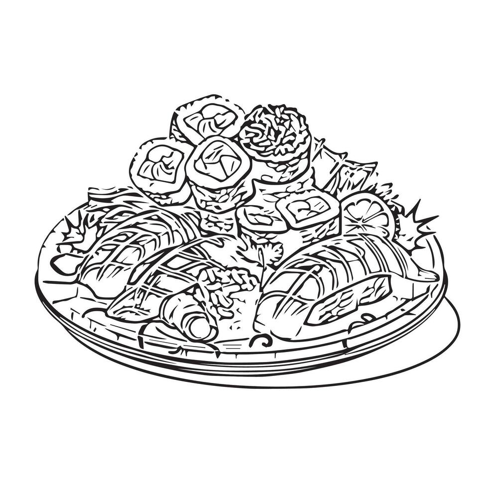 background shrimp lunch seaweed eat bowl vector