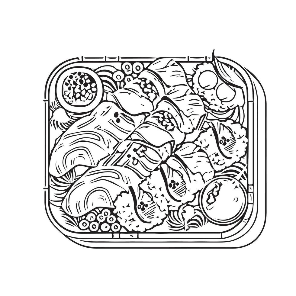 rice miso soup raw traditional asian salmon vector