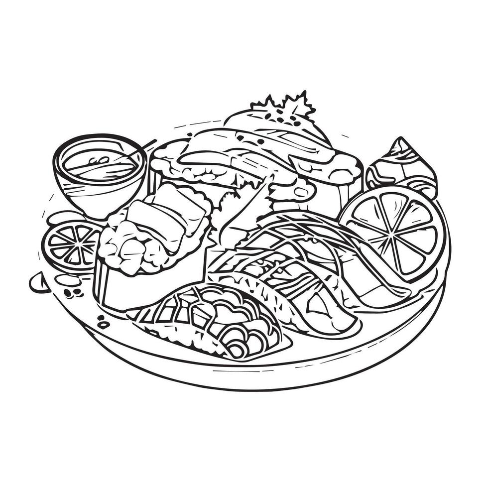 white lunch gourmet background sashimi breakfast vector