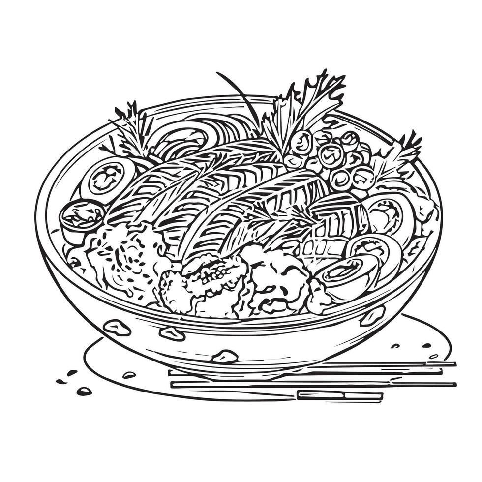 japanese food background soup dining restaurant oriental vector