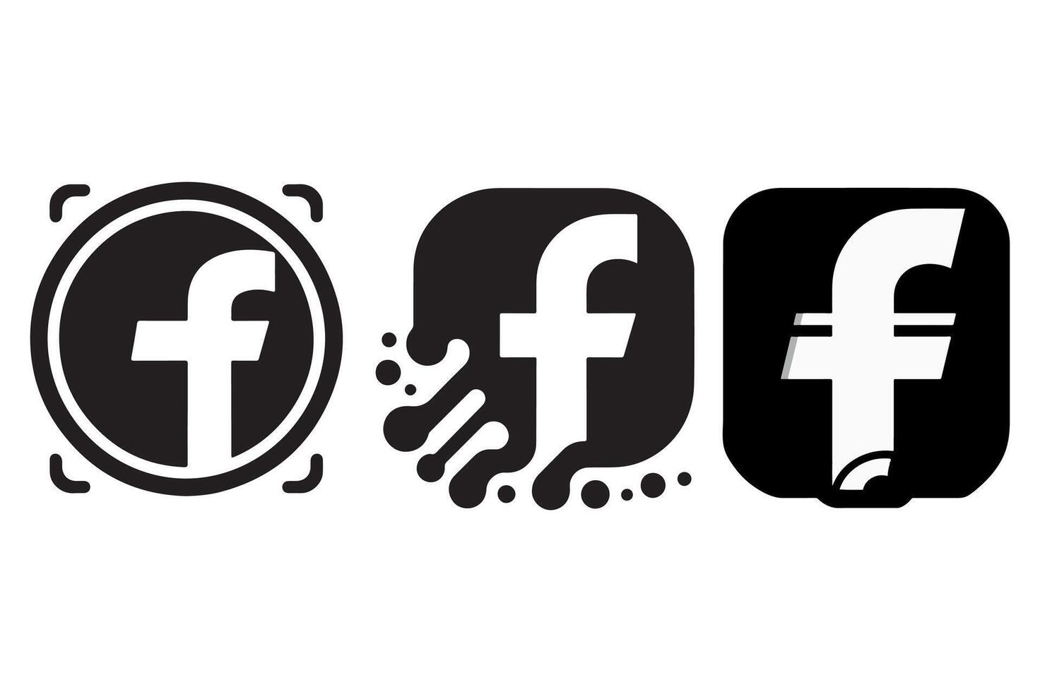 Editable Facebook Icon in silhouette Format black and white vector