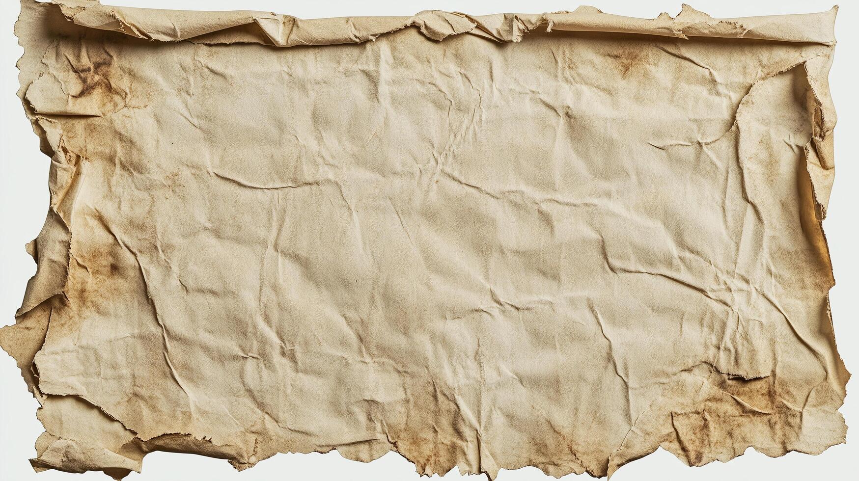 Rustic torn paper background with visible creases and natural beige tones photo