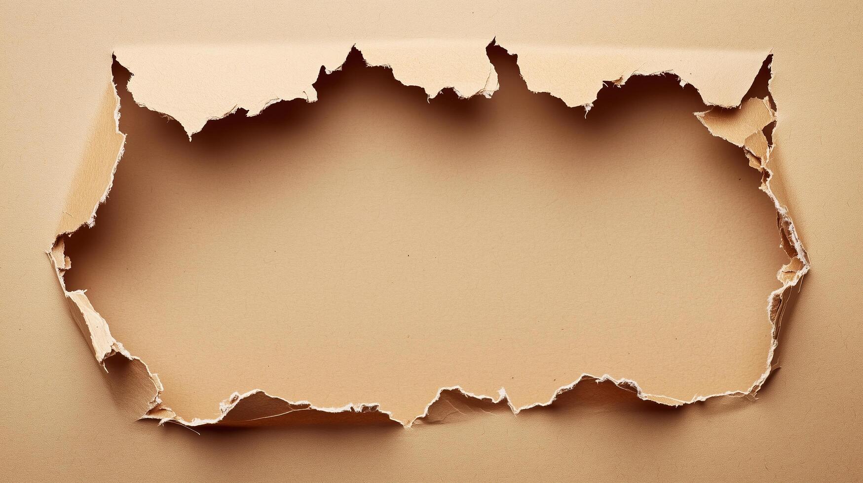 Torn kraft paper with natural brown tones and rough edges photo