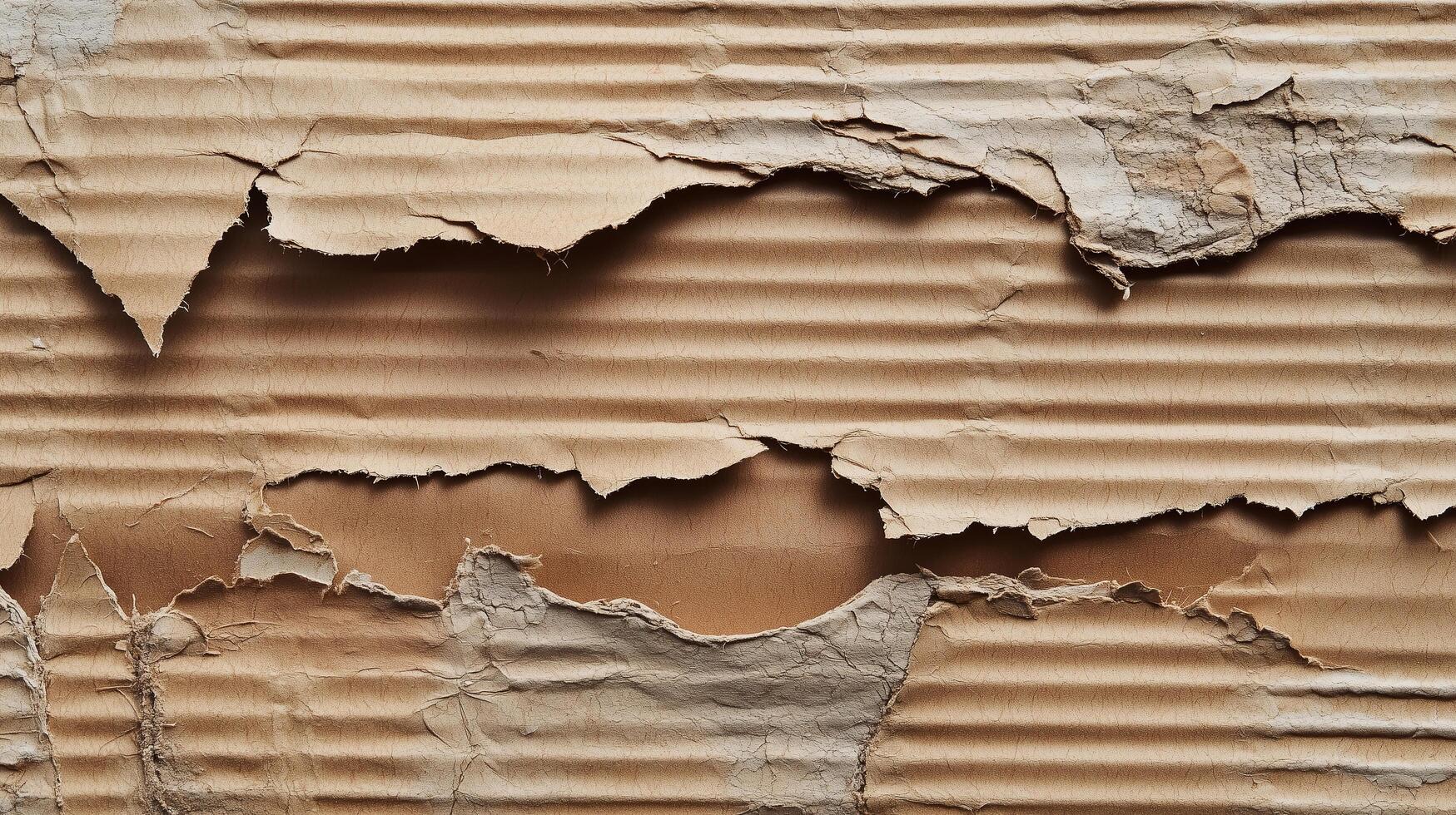 Ripped cardboard with corrugated texture and visible layers photo