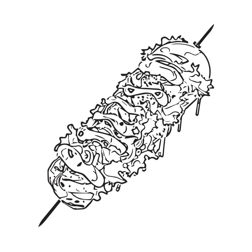 doner cafe meat shish fast vector
