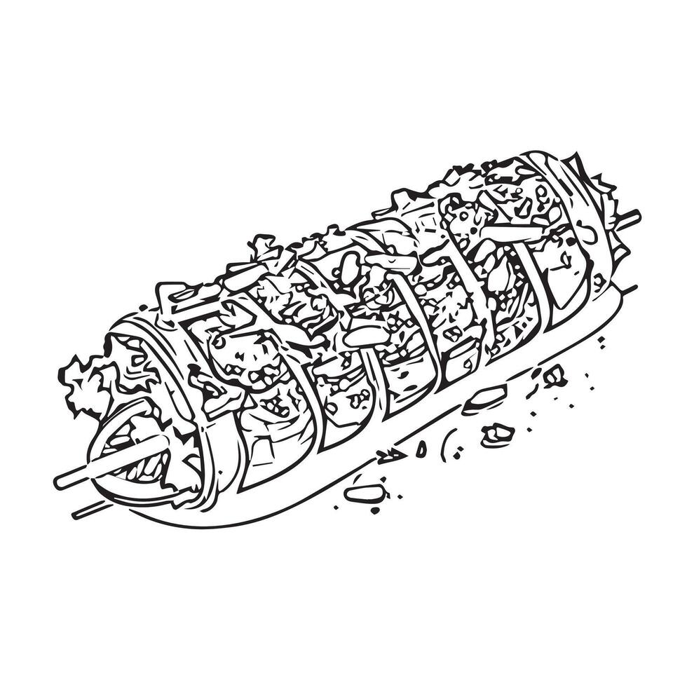 grilled dish fast fast food meal vector