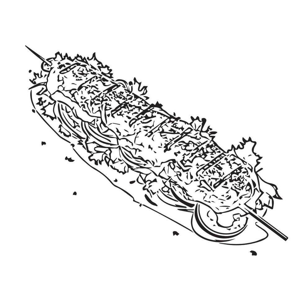 grilled sandwich doner kebab eat closeup vector