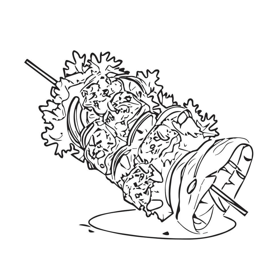 pita chicken roasted vegetable isolated vector