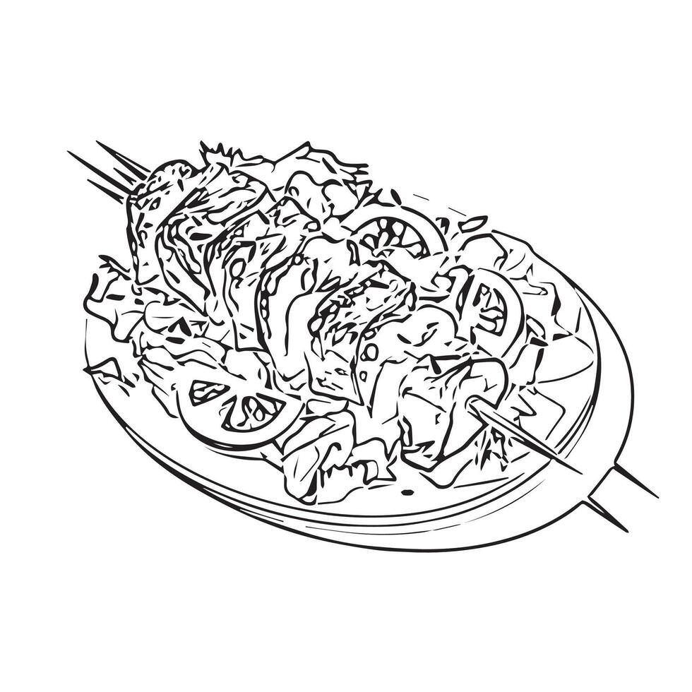 kebab meat sandwich sauce dish vector