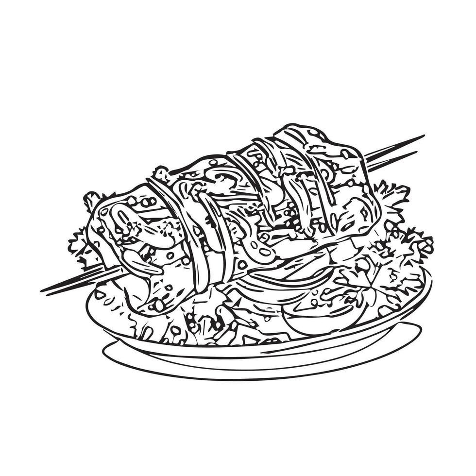 bread sandwich kebap beef cuisine vector
