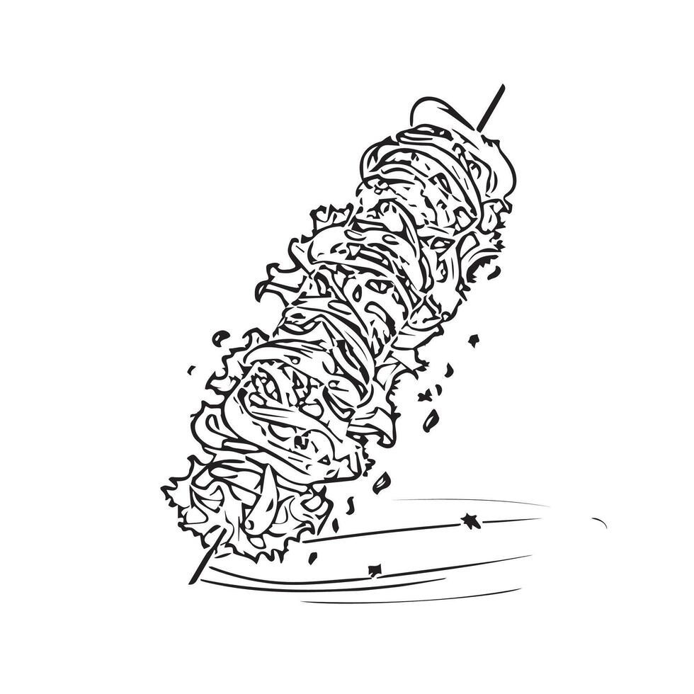lunch lamb wooden onion food vector