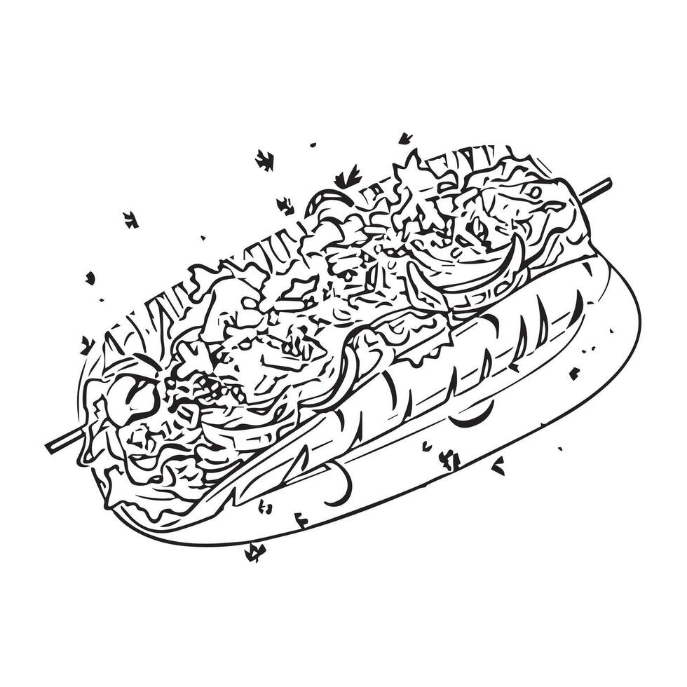 grill barbecue food roasted bread vector