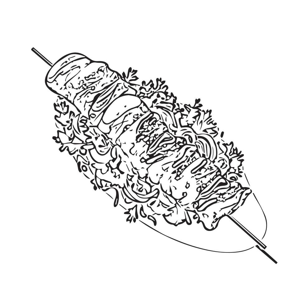 traditional bread meat kebab turkish vector