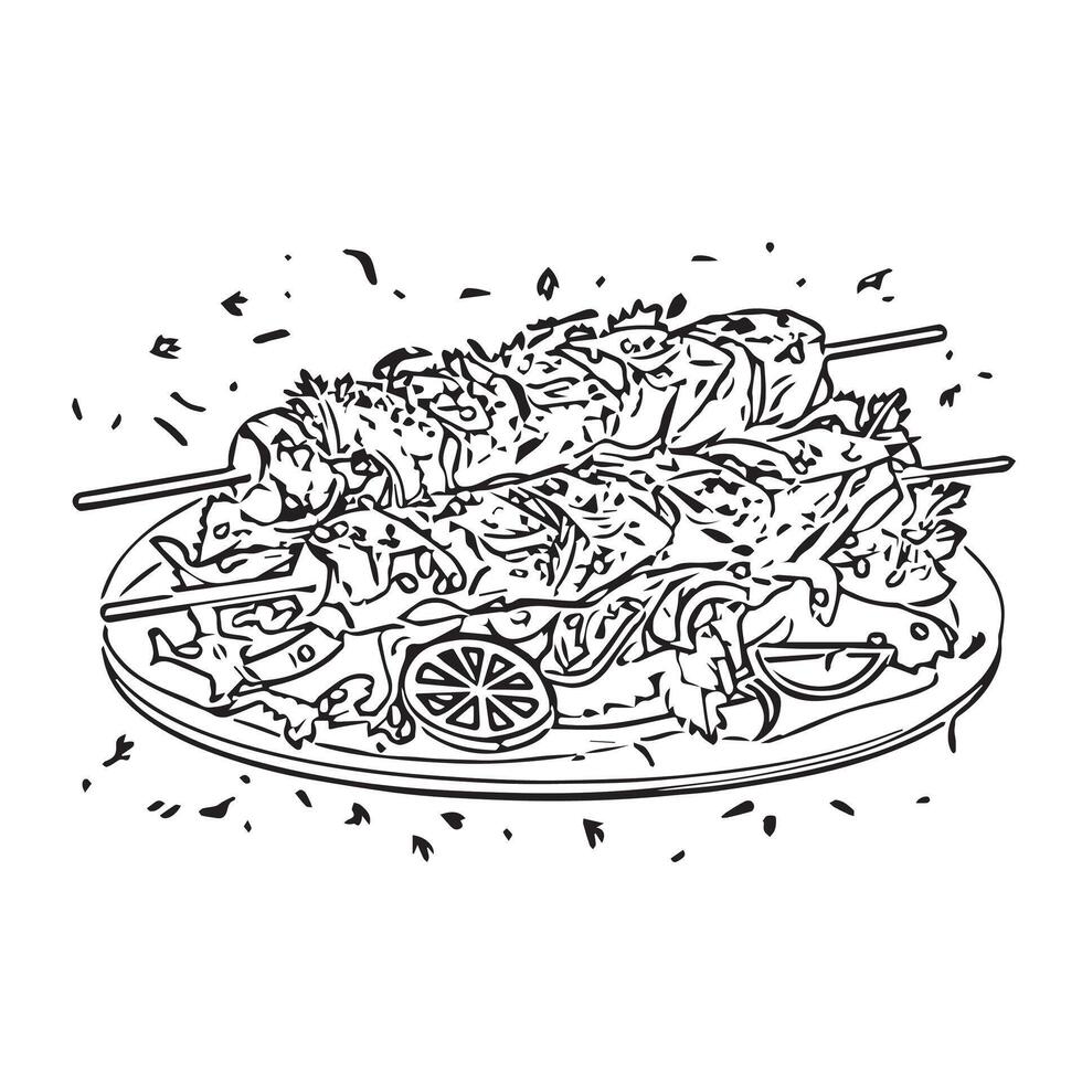 lunch fast food beef kebap dish vector