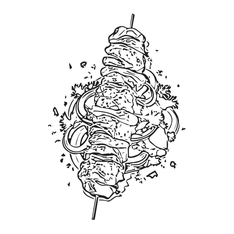 kebab arabic traditional grilled pork vector