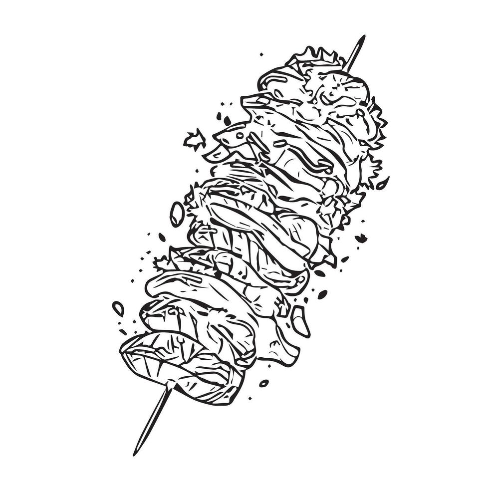 doner kebab fast food meal beef shish vector
