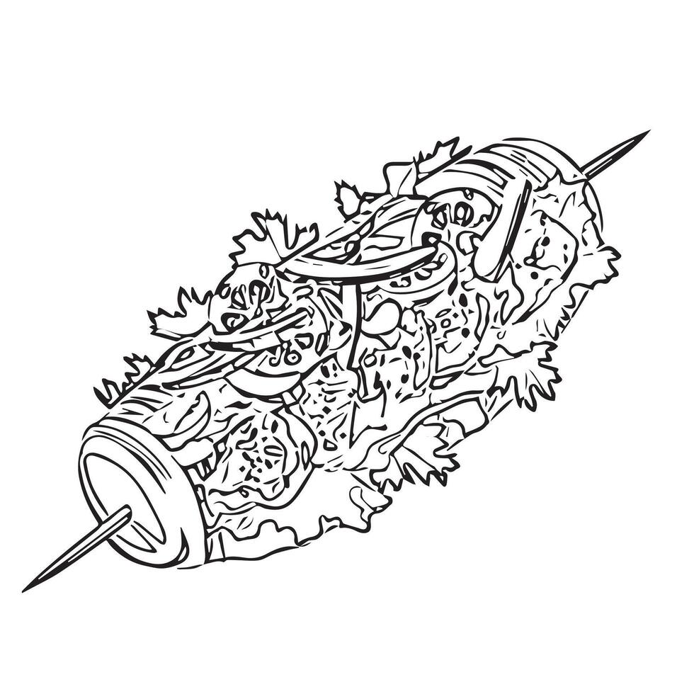 turkish cuisine kebab fast food pork vector