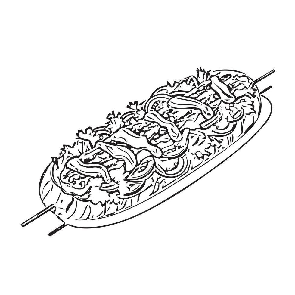 dish tasty traditional fastfood arabic vector
