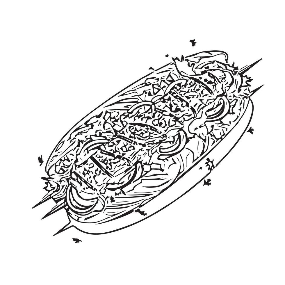 food fast roasted delicious kebap vector
