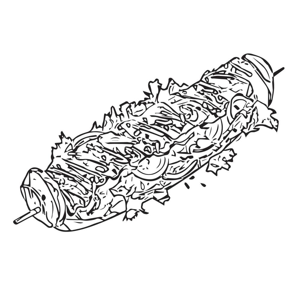 pita bread vegetable tomato doner kebab vector