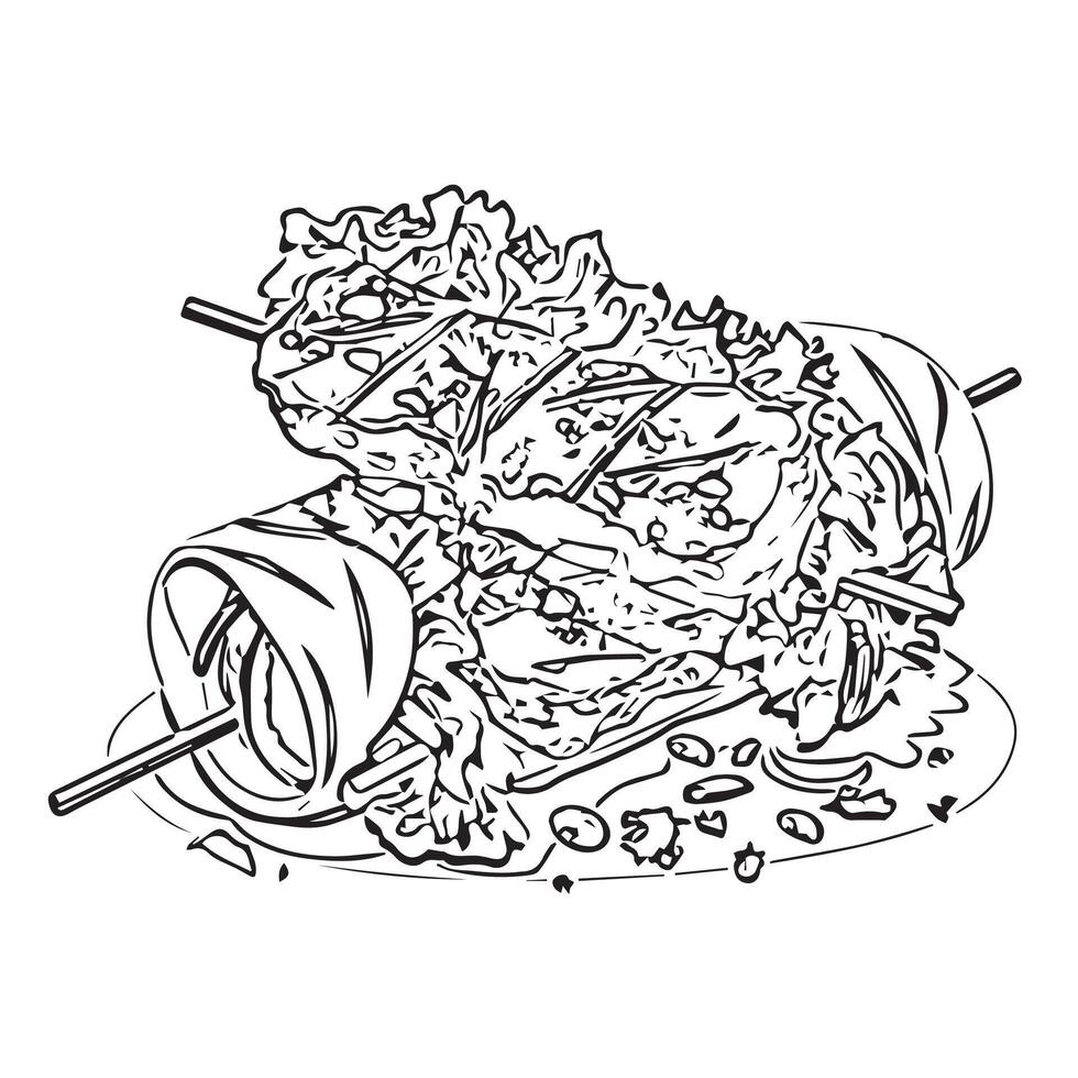 grilled eat kebab food restaurant vector