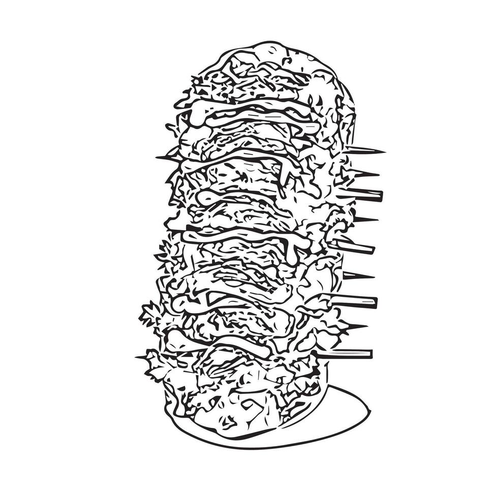 salad onion doner kebab grilled turkish vector
