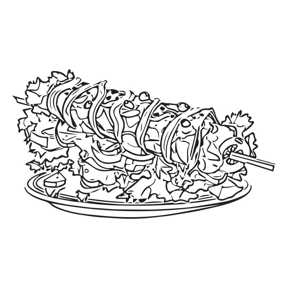 lunch restaurant kebab closeup doner kebab vector