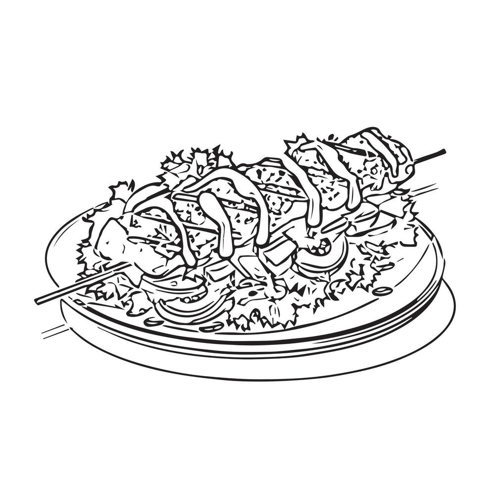 delicious fast food kebab roasted lamb vector