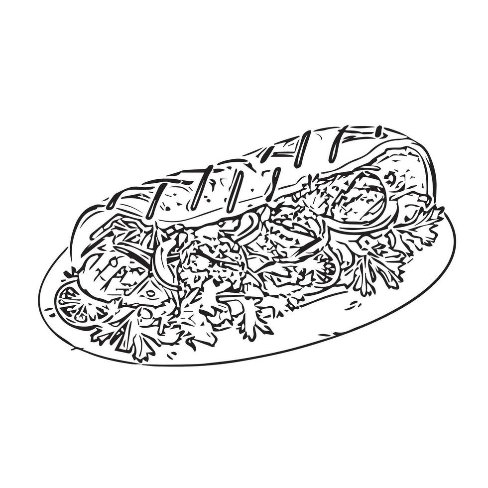 grilled kebab cuisine tasty fresh vector