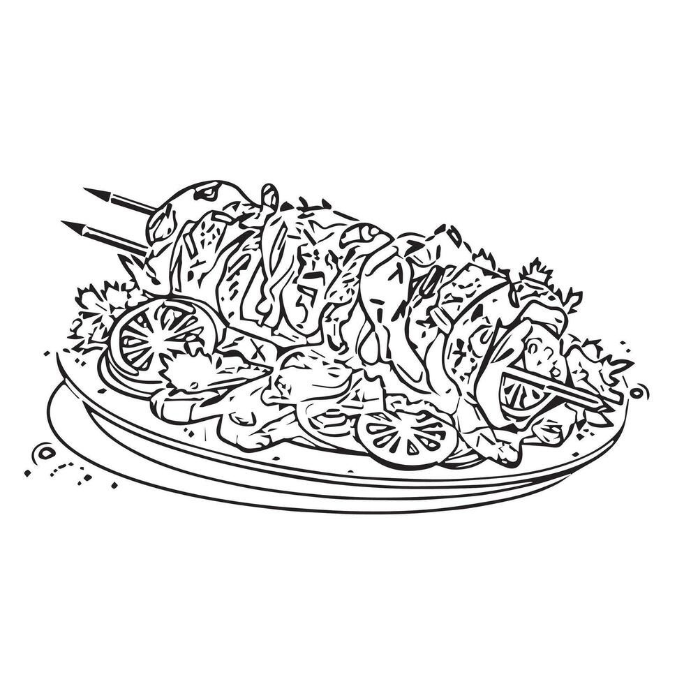 salad dish fast delicious fast food vector