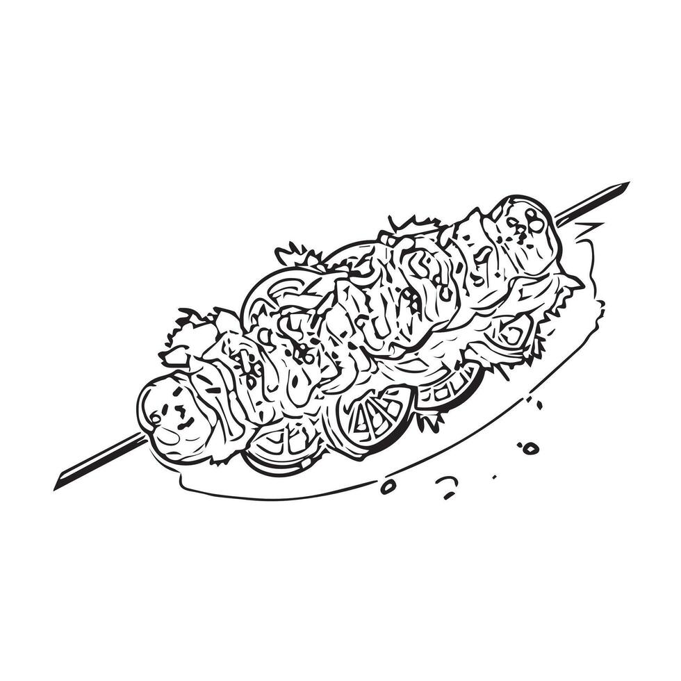 kebab restaurant bread closeup roasted vector