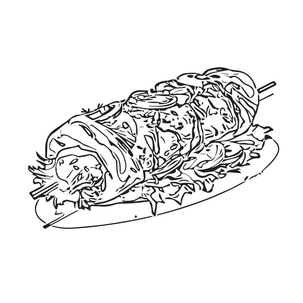 tomato kebab onion cafe fast food vector