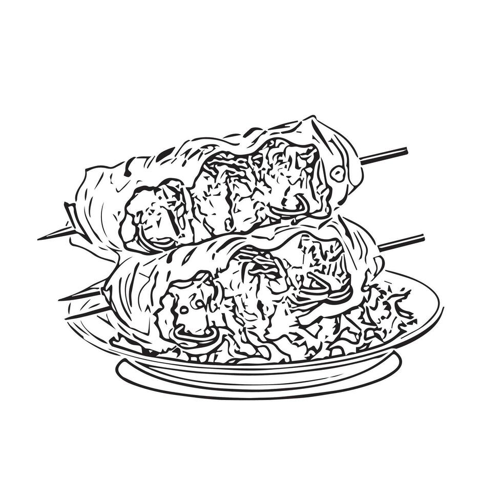 dish turkish fast shish barbecue vector