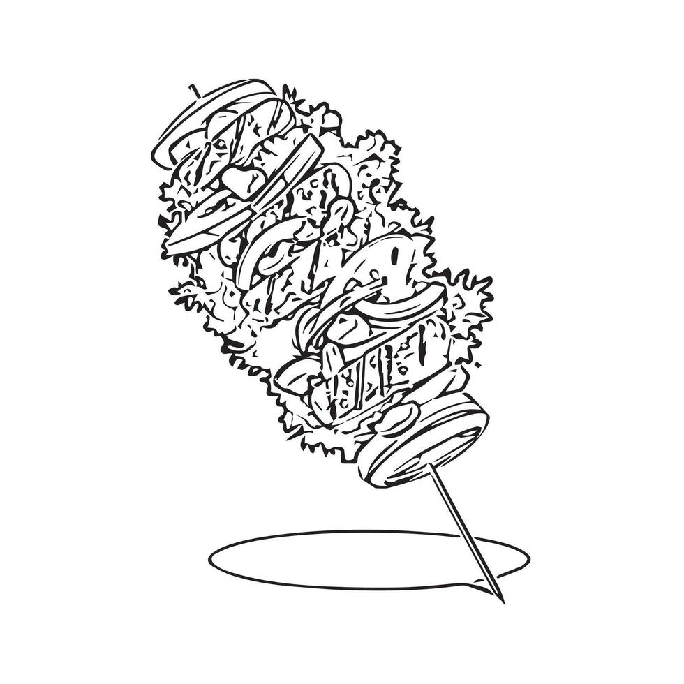 traditional cafe doner kebab dinner lunch vector