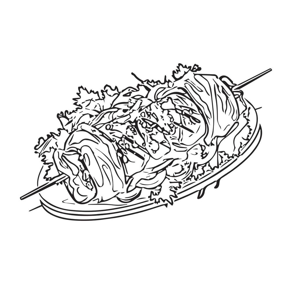 background chicken doner kebab cuisine closeup vector