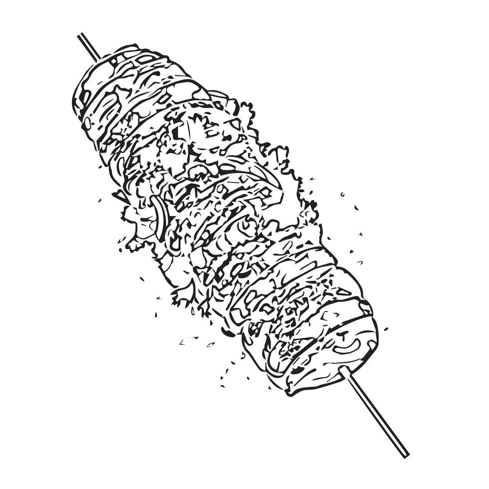 onion meat kebab arabic vegetable vector