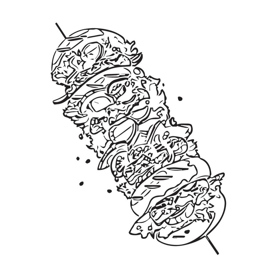 meat fast food kebap doner closeup vector