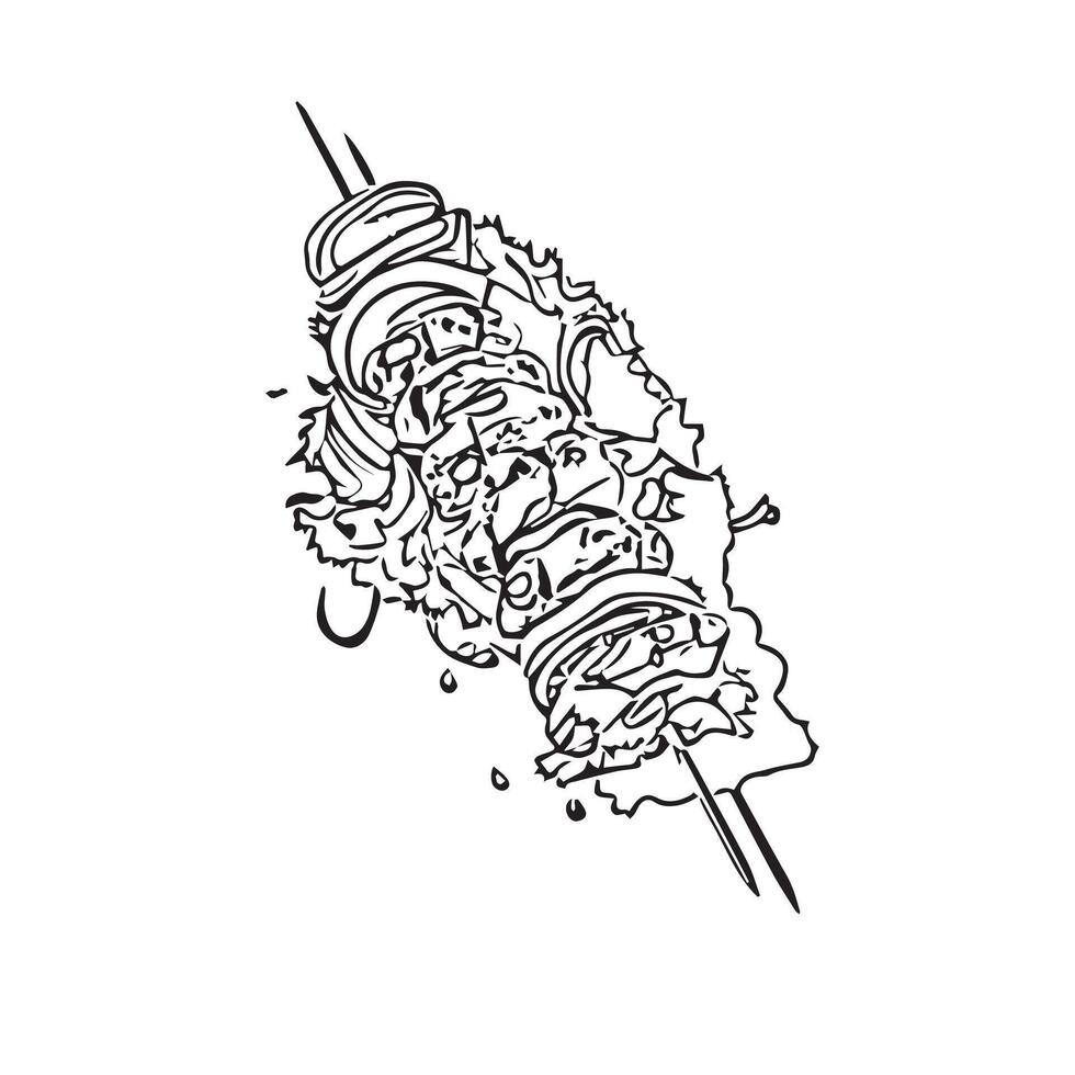 hot lunch food chicken pork vector