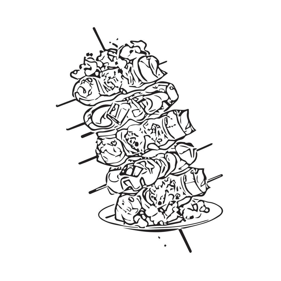 barbecue turkey salad pita isolated vector