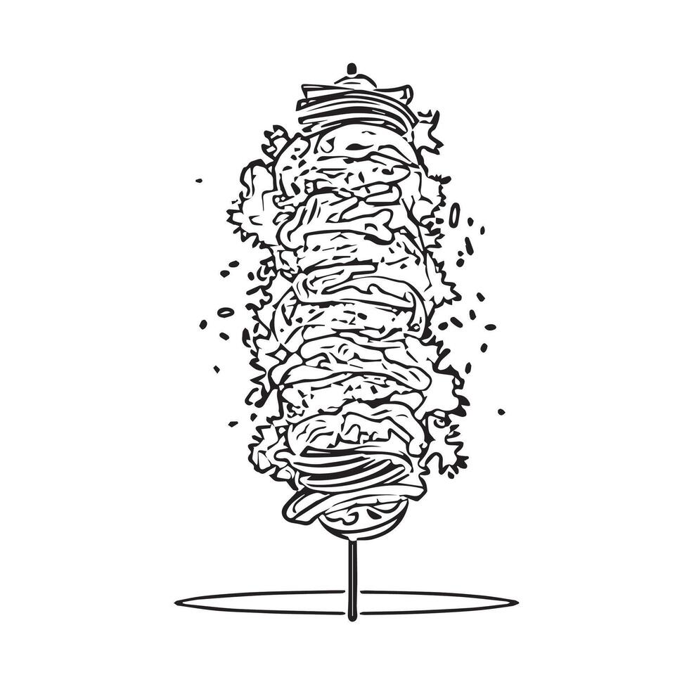 meat pita arabic salad vegetable vector