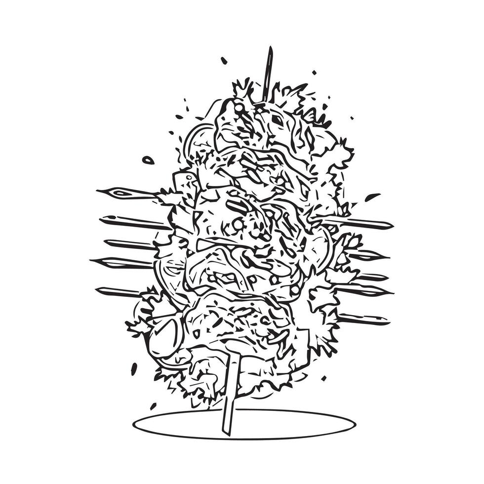food chicken meal cooking kebab vector