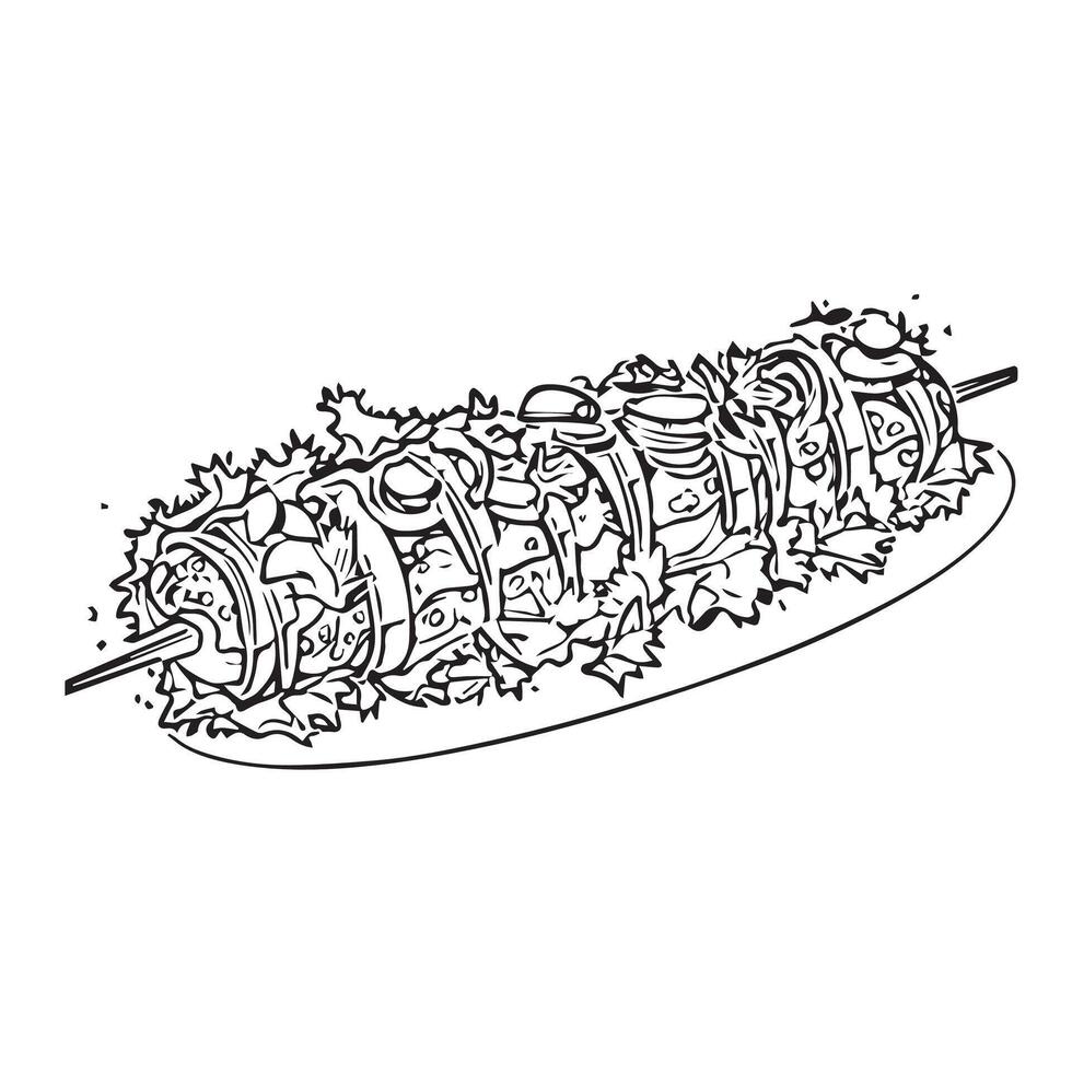 hot roasted doner meat bread vector