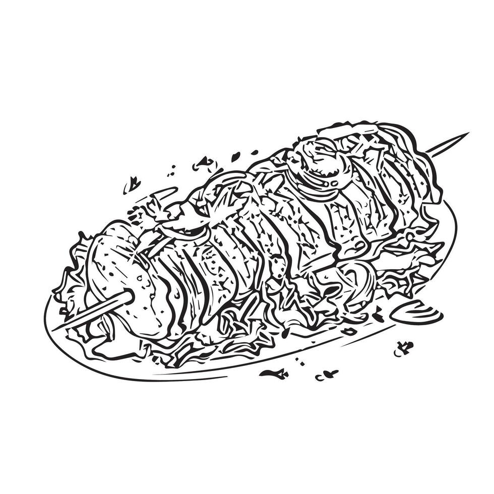 background cuisine onion grilled pork vector