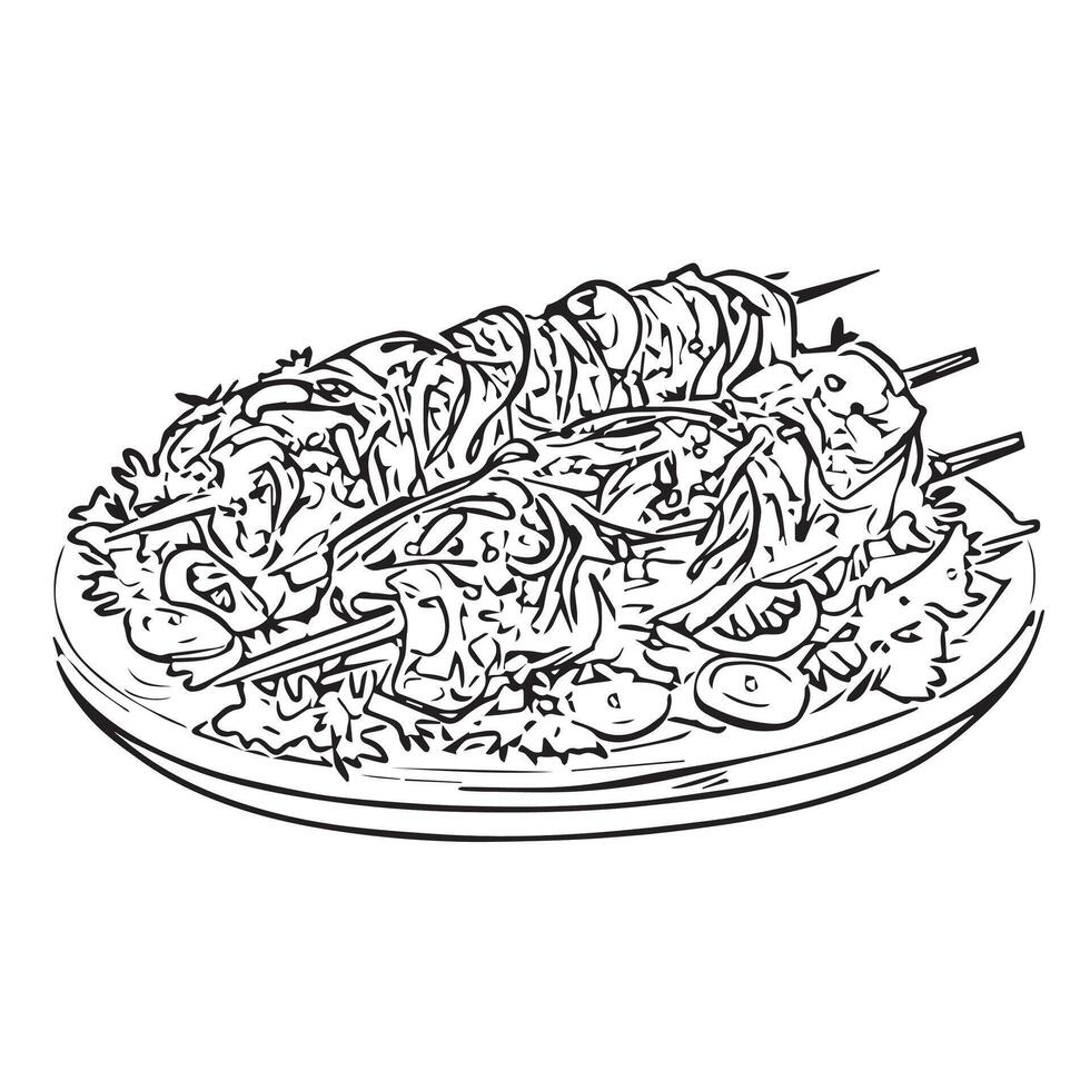 dinner traditional roast hot kebap vector