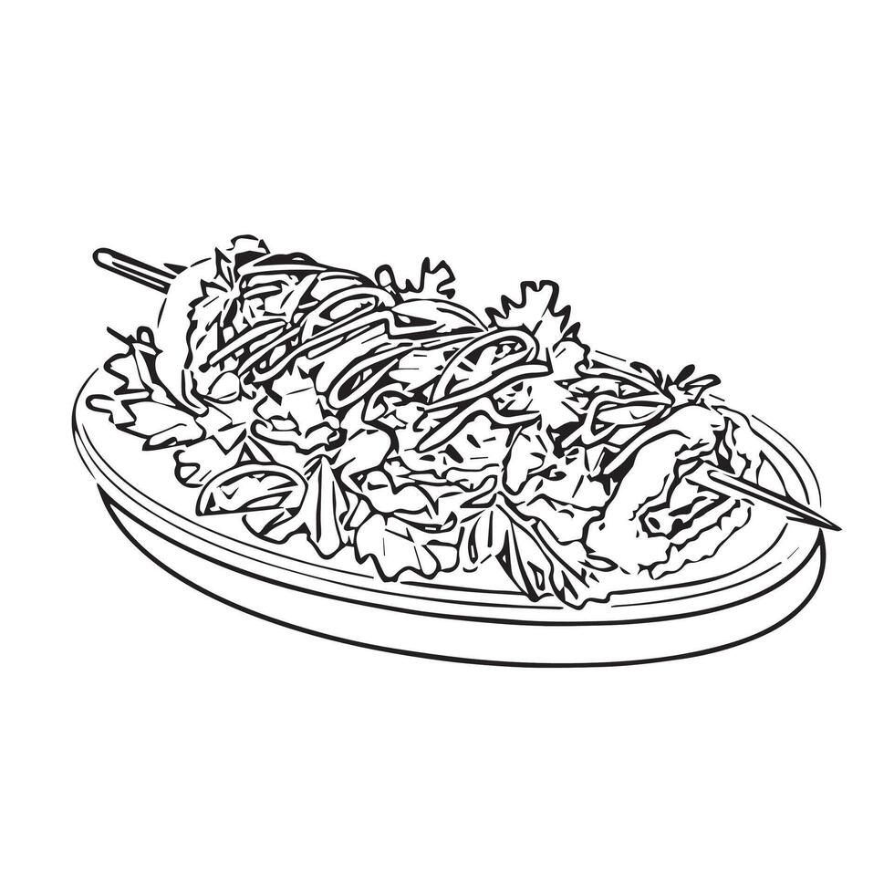 lunch arabic kebab fast food grilled vector